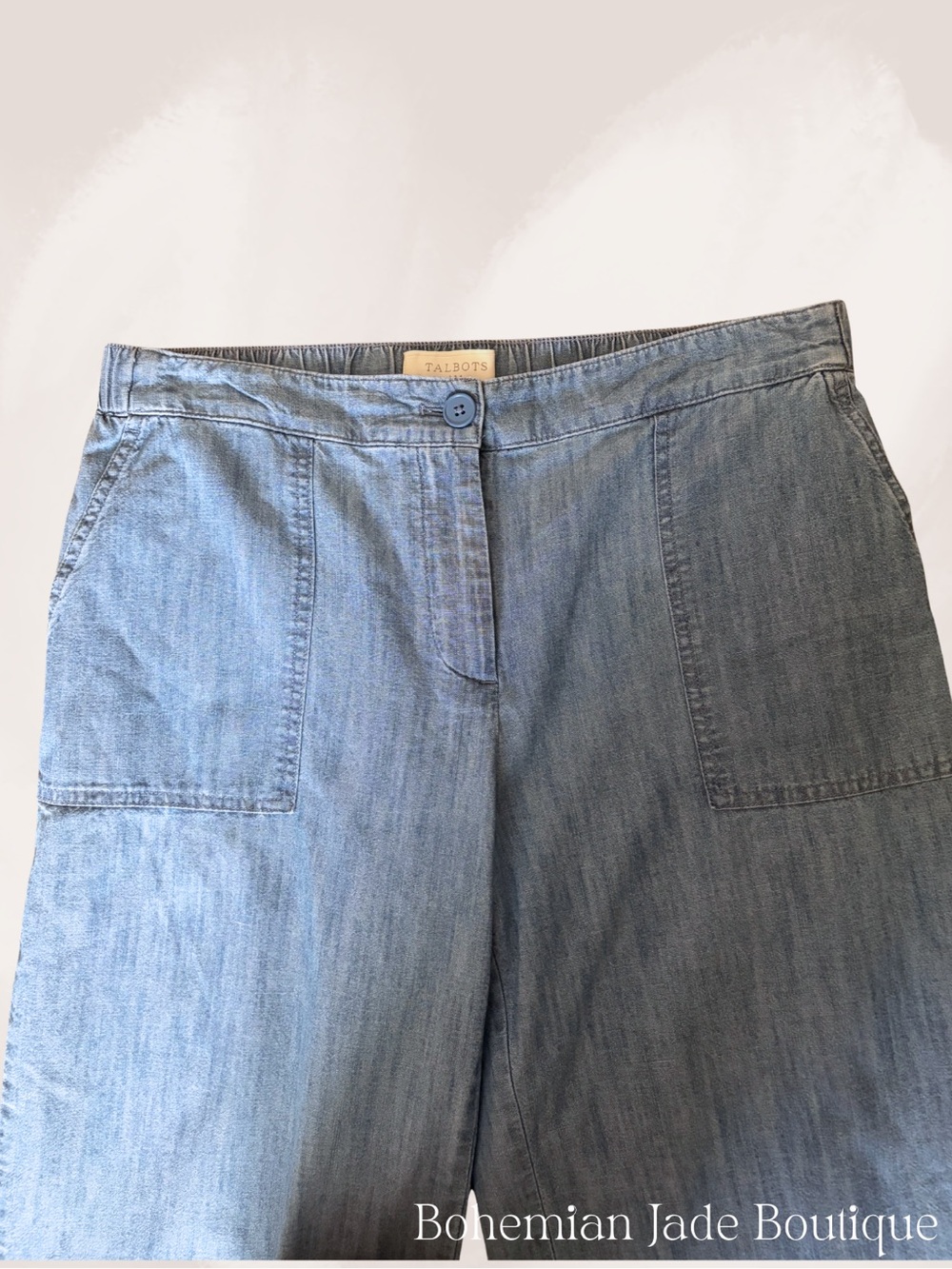 Talbots Chambray Wide Leg Patch Pocket Pants Women’s size 6 - Picture 2 of 5